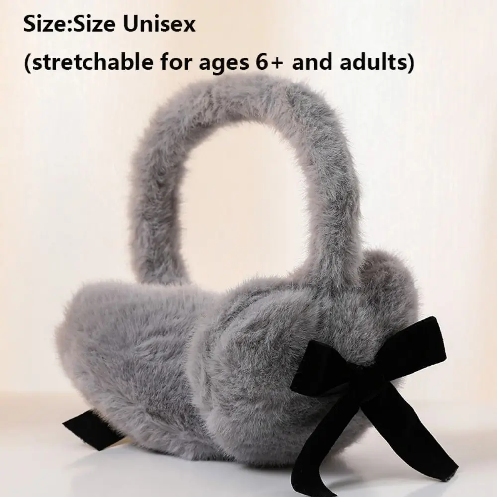 Simpatico paraorecchie in peluche con papillon Protezione dal freddo Cuffie soffici a forma di cuore caldo Paraorecchie in peluche invernali