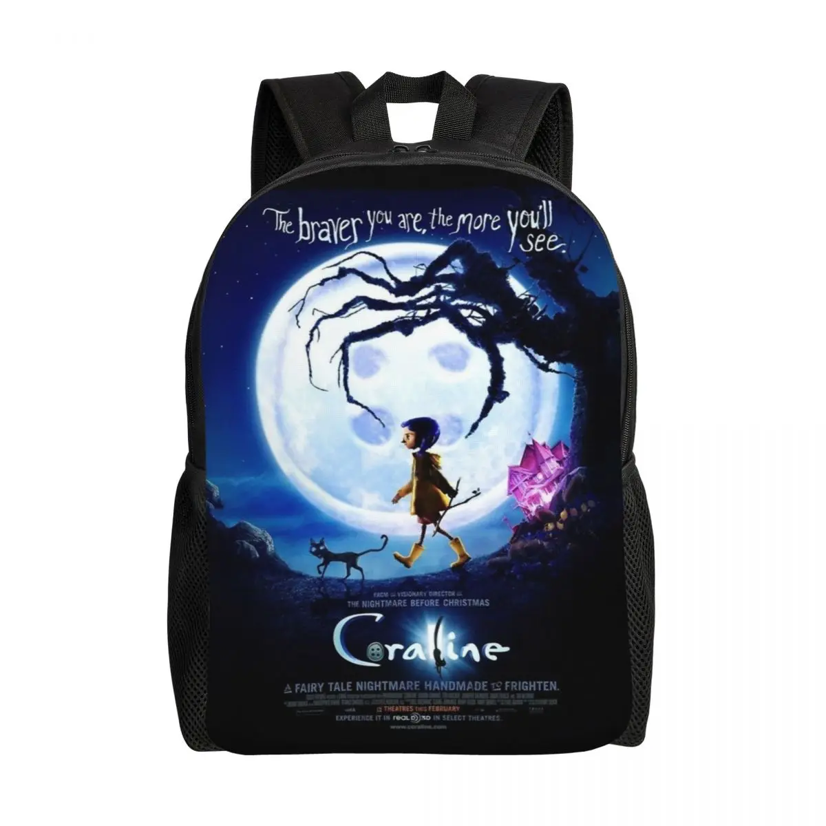 Halloween Horrorfilm Coraline Rucksack für Männer Frauen wasserdichte College School Tasche drucken Bücher taschen