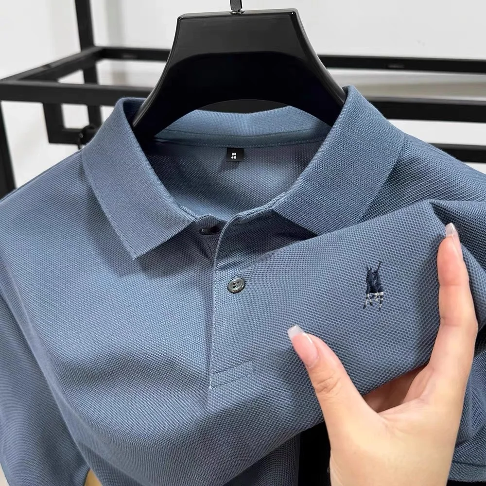 

100% cotton luxury custom T-shirt summer new men's short sleeve business casual polo shirt exquisite brand pony embroidery top
