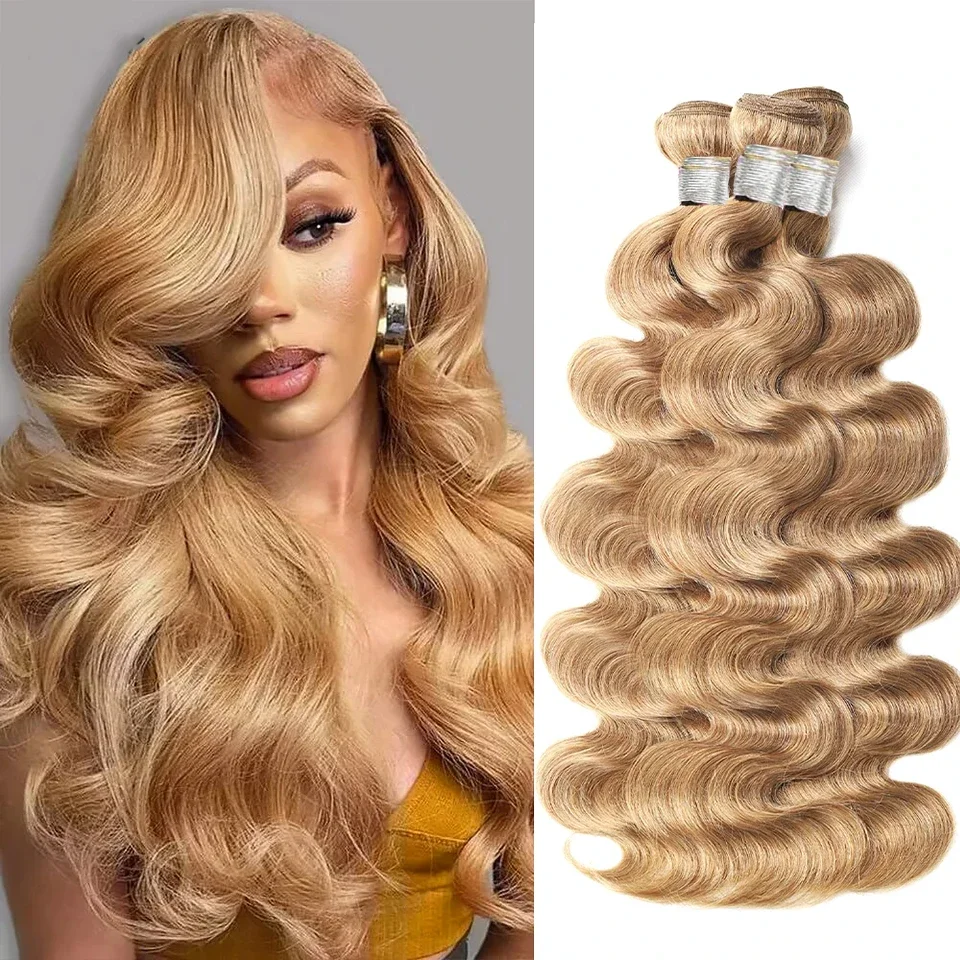 Dubbele inslag Kleur 8Asblond # 30 # 4 bruine pure kleur Remy menselijk haarbundels Verlenging Body Wave groothandel