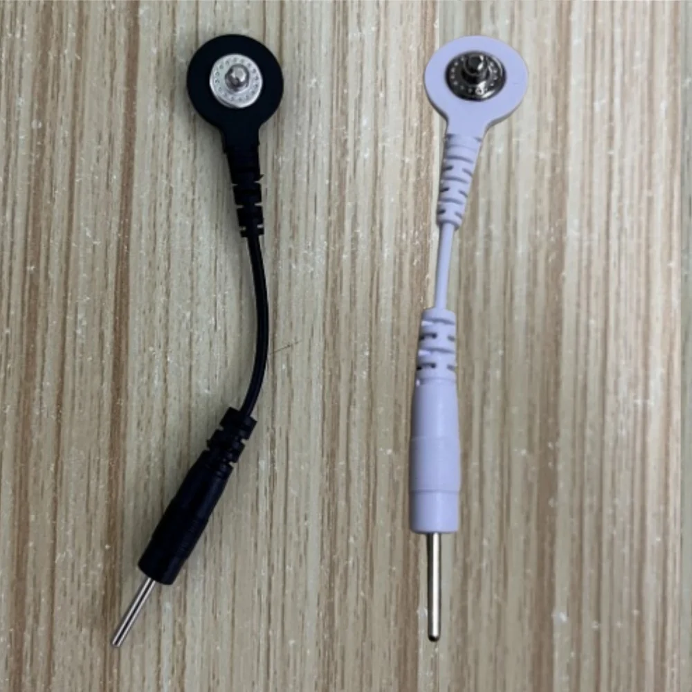 

2pcs Electrode Lead Wire Connecting Cables Plug 2.0mm Snap 3.5mm Male Connector Cable Use For Tens/EMS Massage Machine Device