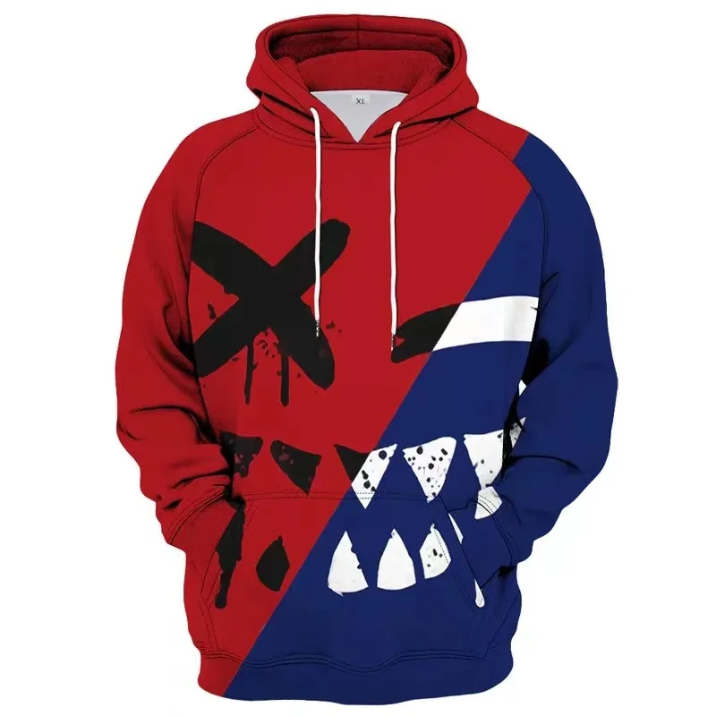 XOXO Pattern Fashion Devil Smiling Face 3D Printing Hoodie Men\'s Casual Funny Pullover Hip Hop Autumn New