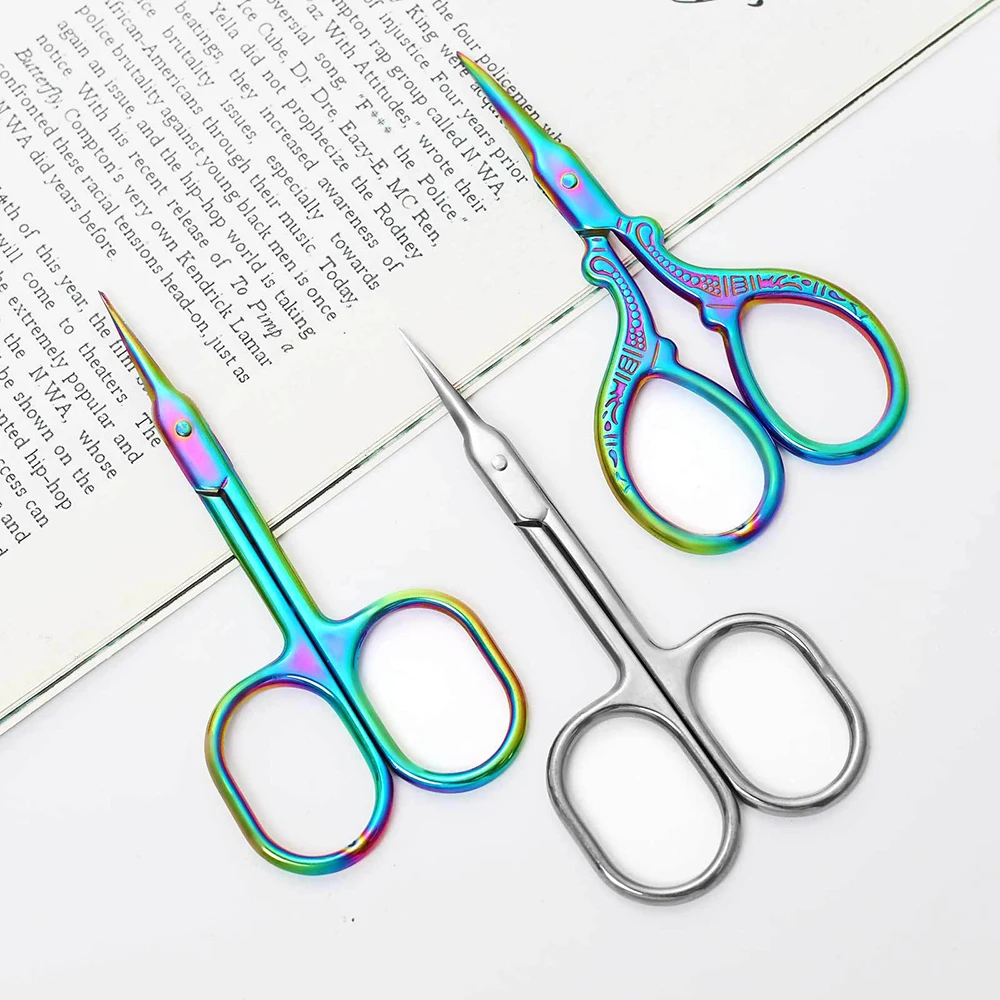 Tijeras para cutículas afiladas de larga duración, hoja curva chapada, Kit de aseo de belleza para pedicura, cortaúñas para cejas, herramienta de manicura