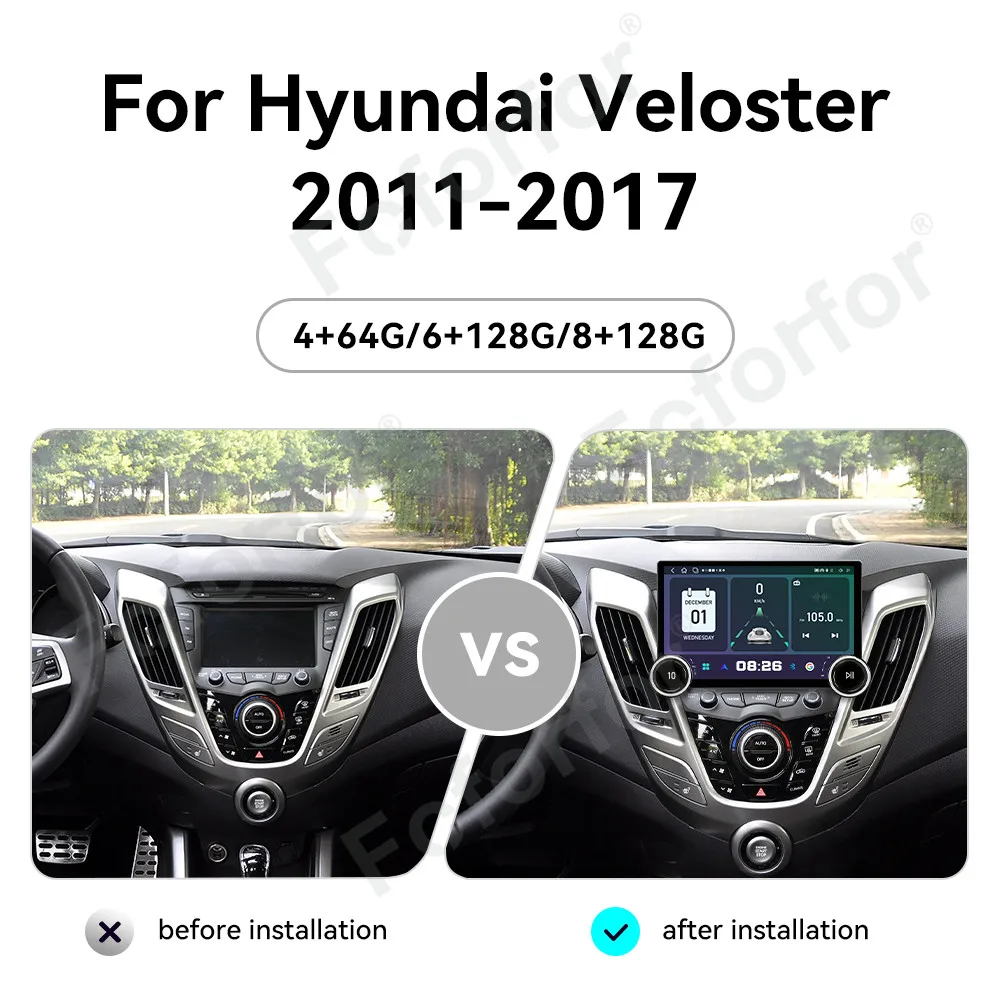 Smart Car System Android 15 11.5 Inch HD Touch Wireless CarPlay Android Auto GPS Navi Head Unit For Hyundai Veloster 2011-2017