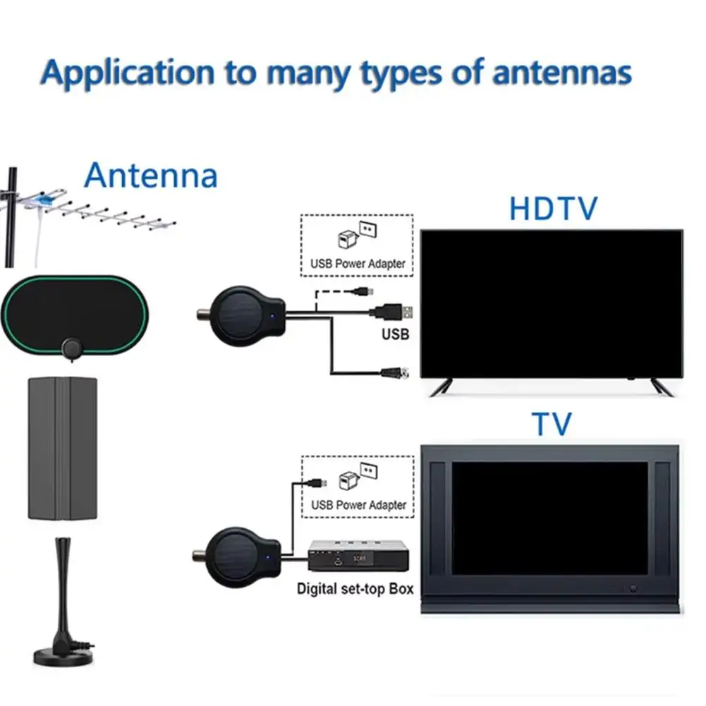 Quick Installation Outdoor Or Indoor HDTV Digital TV Antenna Signal Amplifier HD FM DVB USB Powered 32DBI For Dtmb