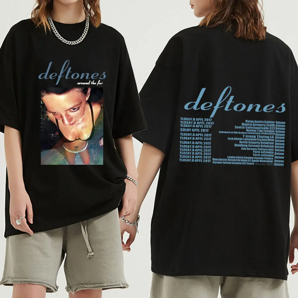 Deftones Around The Fur Tour Band Concert Men\'s and Women\'s T-shirt Punk Hippie T-shirt Gothic Vintage Grunge T-shirt Y2 Style