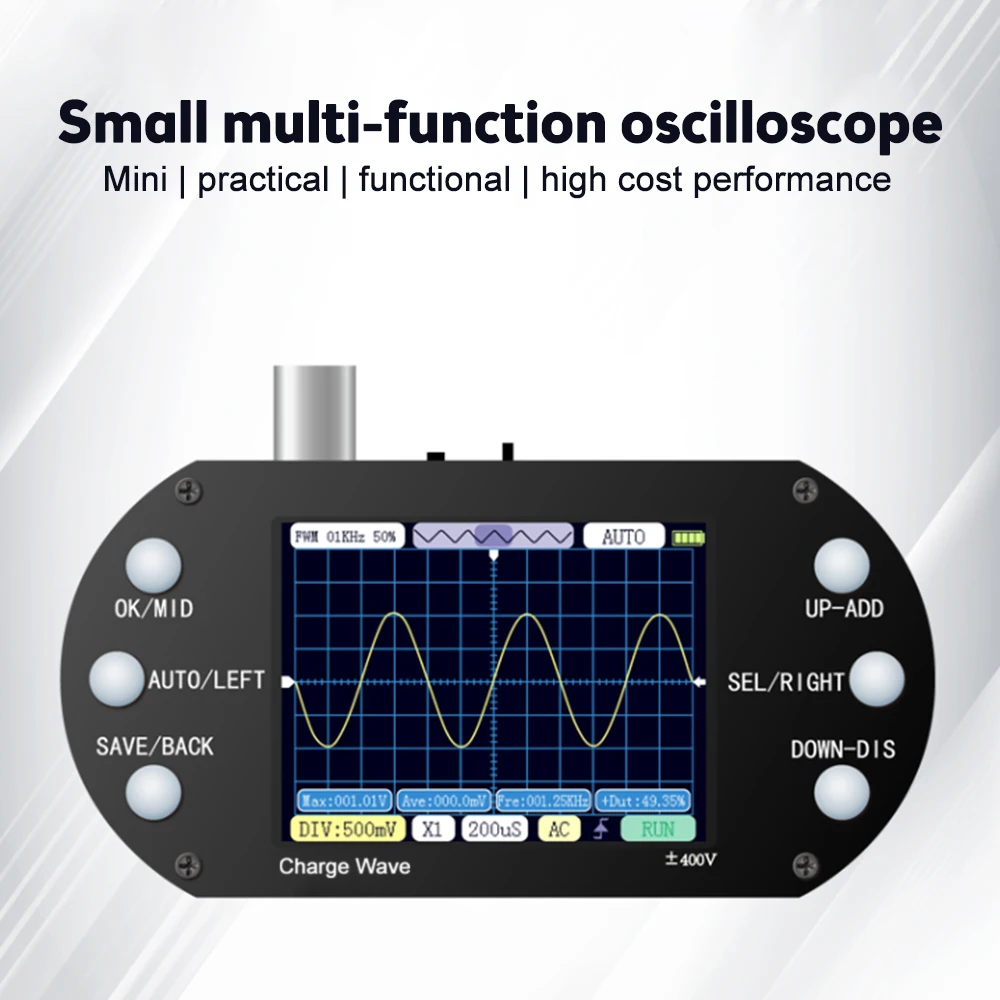 Mini oscyloskop cyfrowy 2.5Mhz częstotliwość próbkowania 200Khz pasmo AUTO 80Khz PWM do elektronicznej naprawy DIY przenośny oscyloskop