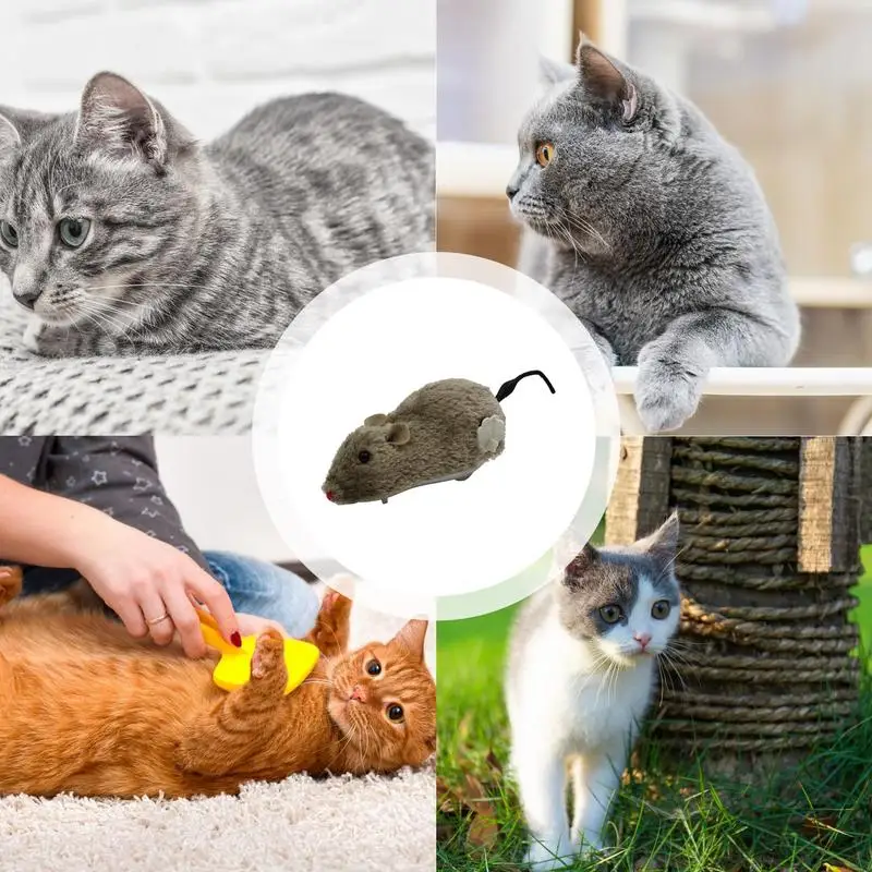 Cat Toy Kitten Stuffed Toy Wind Up Mouse Plush Moving Mouse Decorative Interesting Cat Chasing Toys Pet Interactive Toys