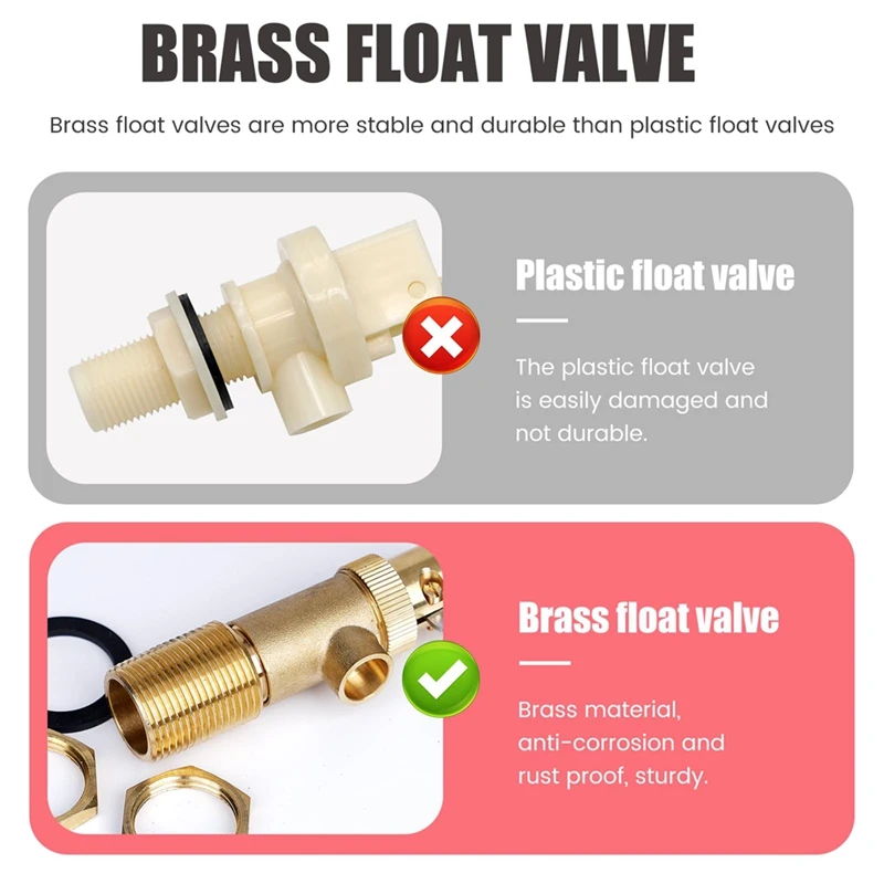 ABGR-3/4Inch Float Valve,Brass Water Float Valve For Water Tank,Float Ball Valve With Adjustable Arm,Auto Water Level Control