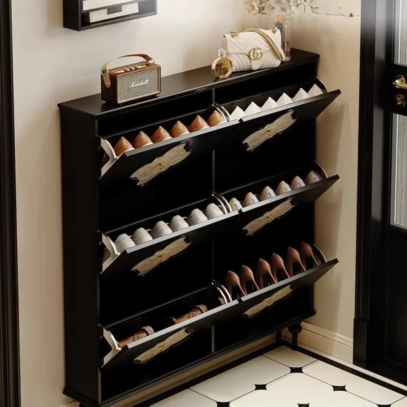 ديكور الغرفة رف الأحذية خمر الشمال خشبية رقيقة فاخرة المدخل رف الأحذية غرفة المعيشة العمودي موبليس أثاث موفر للمساحة