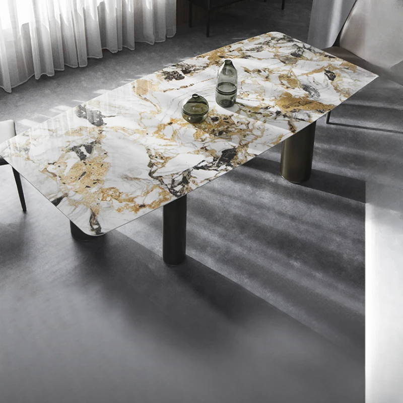 Luxury Stone Rock Plate, Household Marble Simple Modern Light Dining Table