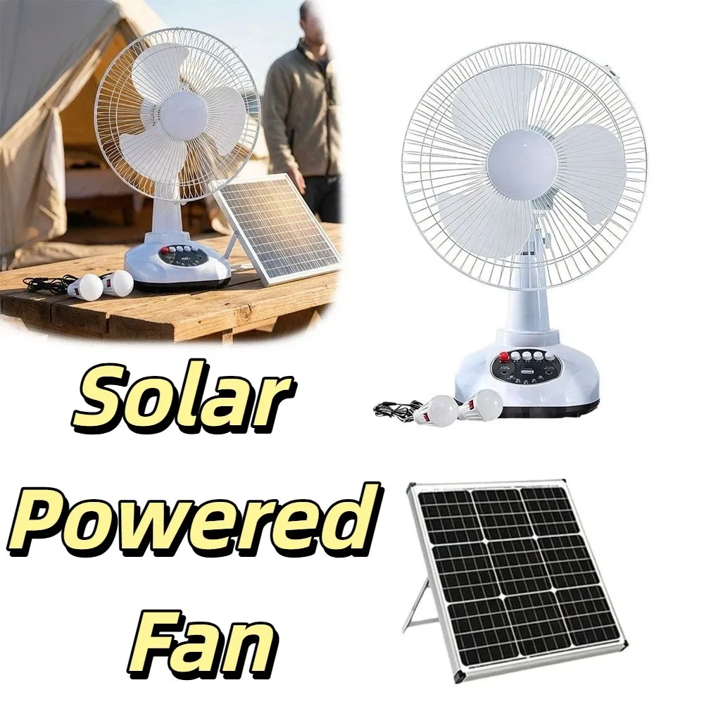 

Портативный 12-дюймовый солнечный вентилятор с подсветкой, энергосберегающий, на солнечной энергии, с функцией освещения, светодиодный, настольный, для использования на улице