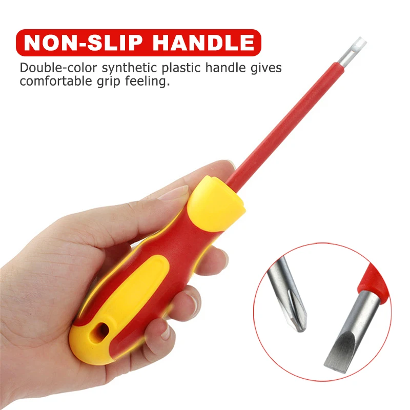 KUNLIYAOI  Electrician Insulated Screwdriver Set 8 Pieces Magnetic Phillips Screwdriver Bit Kit Household Repair Tools