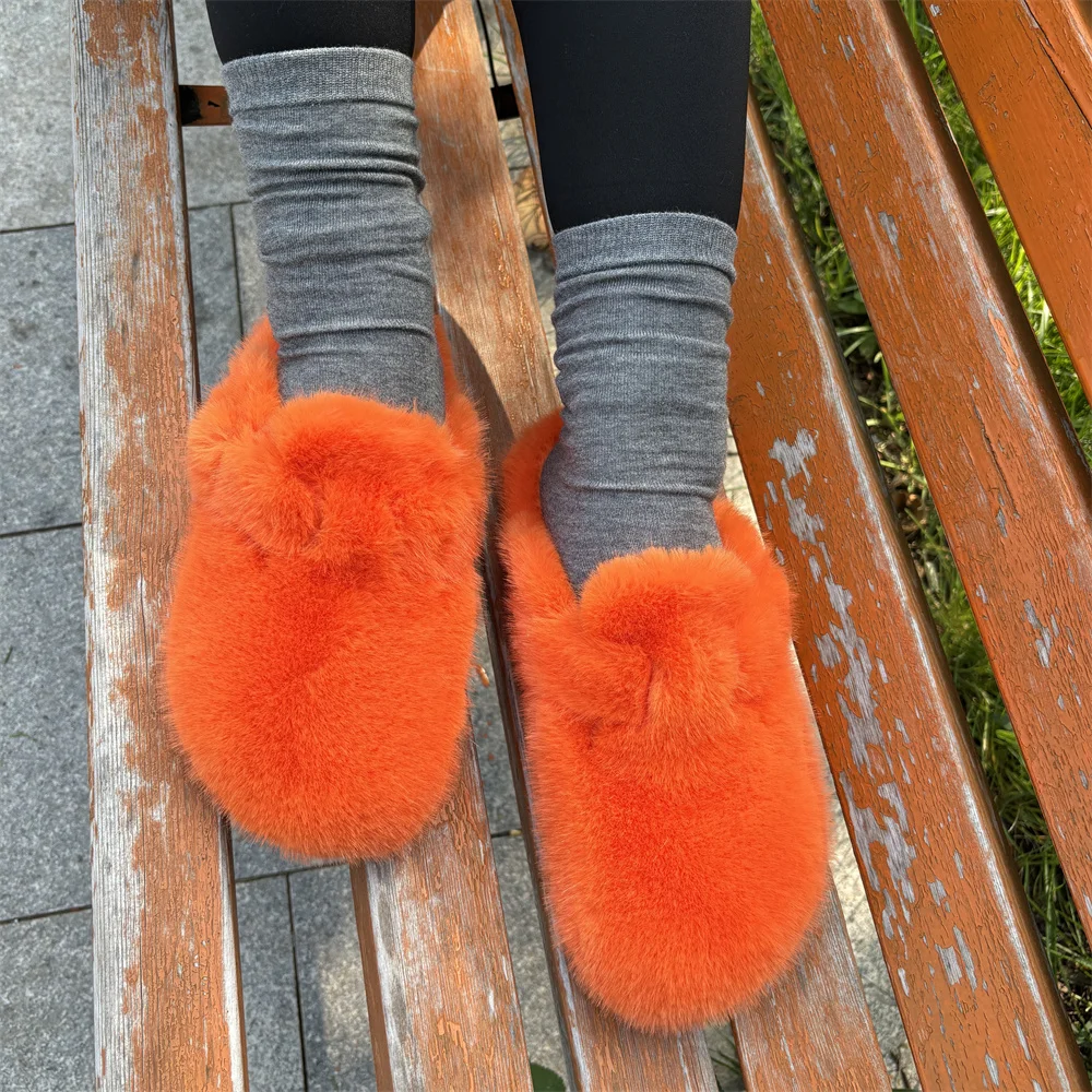 Fashion High Quality Faux Fur Muller Shoes With Arch Support Soft Footbed Slides Mink Mules Outdoor Cork Clogs Slipper for Women