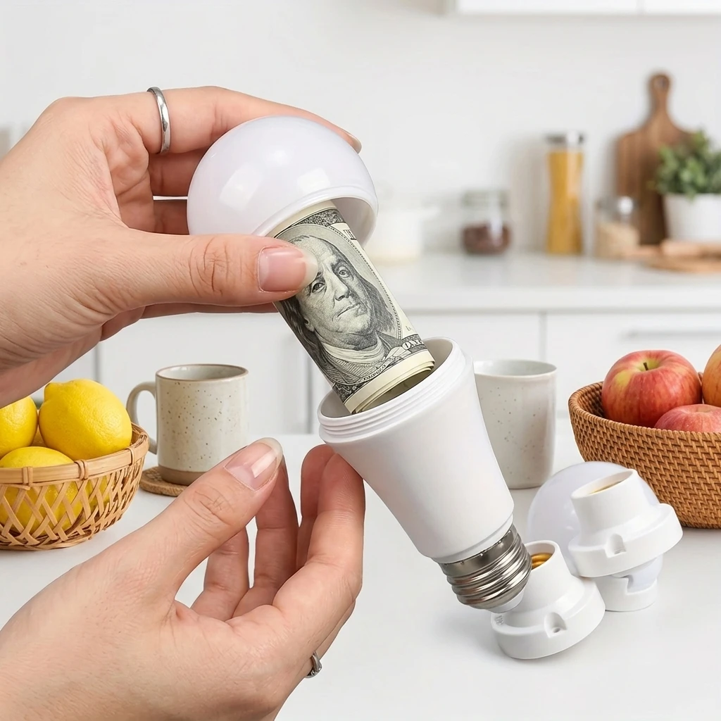 Fake Light Bulb Secret Hidden Safe Box Conceal Storage Container Private Hidden Compartment For Money Jewelry Pills  BHL2303