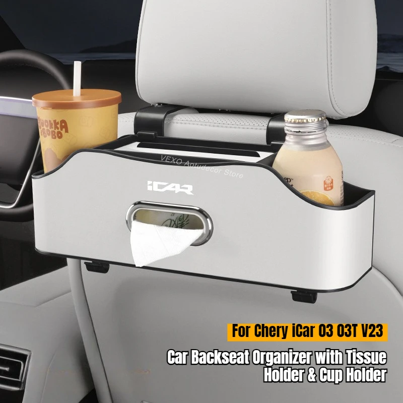 

Multifunctional Car Backseat Organizer for Chery ICar 03 03T V23 Rear Seat Storage Bag Cup Holder Tissue Holder Auto Accessories