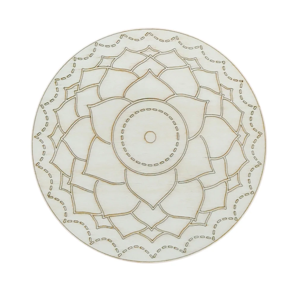 Flower of Life Wooden Crystal Base Stone Grid Wobble Plate Crystal Ball Yoga Meditation Grid Base F