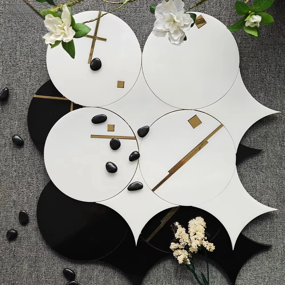 

Marble Mosaic Alarm Clock Wall Decoration Artificial Stone Craft 3D Model Design for Home Hotel Modern Minimalist Style