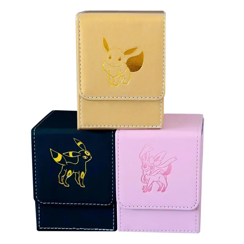 

Eevee Sylveon Umbreon PTCG WS DIY Large Capacity Leather Card Box Thickened Anime Game Collection Card Storage Box