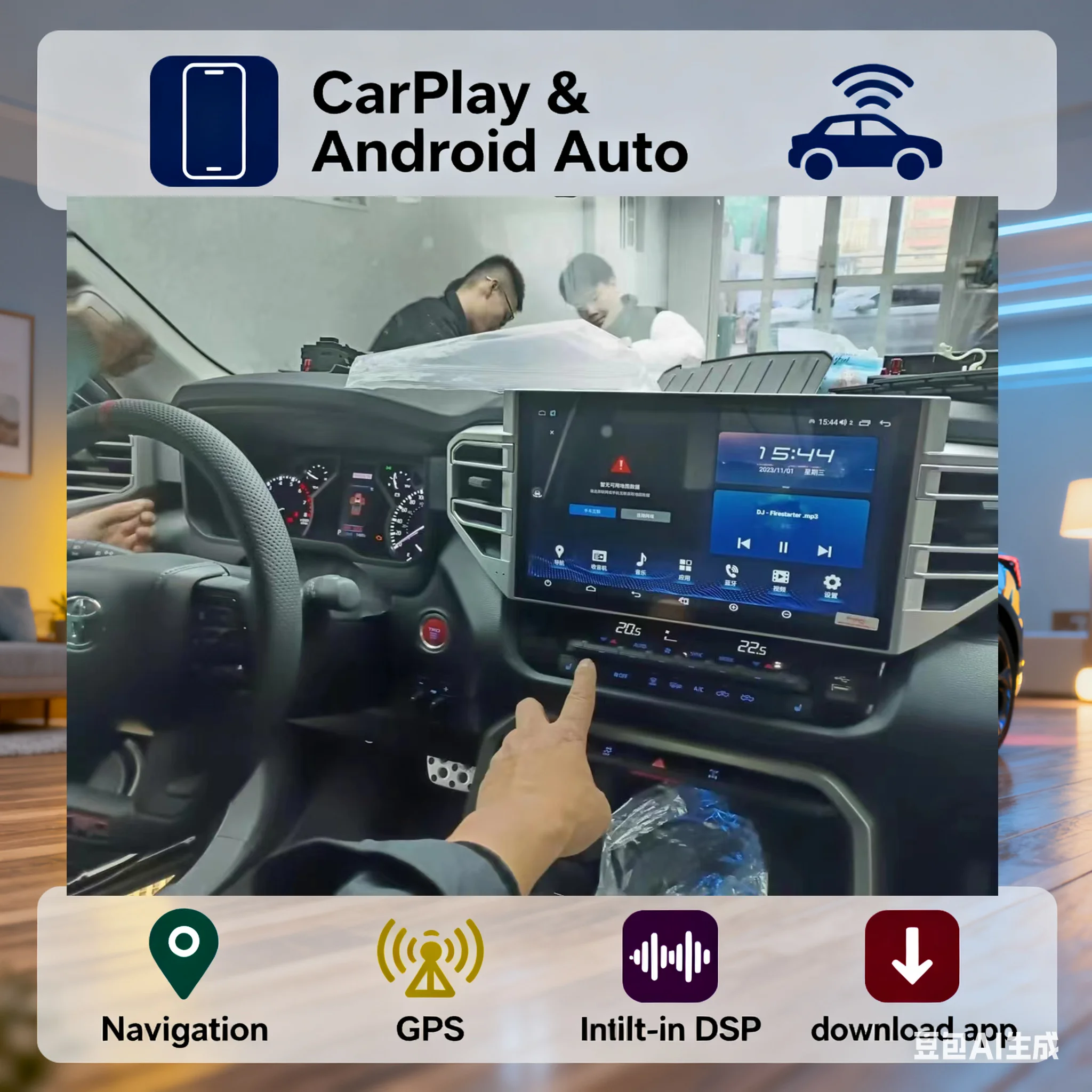 

Для Toyota Tundra Sequoia 2020 2025 14,6-дюймовый Android 13, автомобильный радиоприемник, мультимедийный плеер, GPS-навигация, ковер, беспроводной автомобильный Android