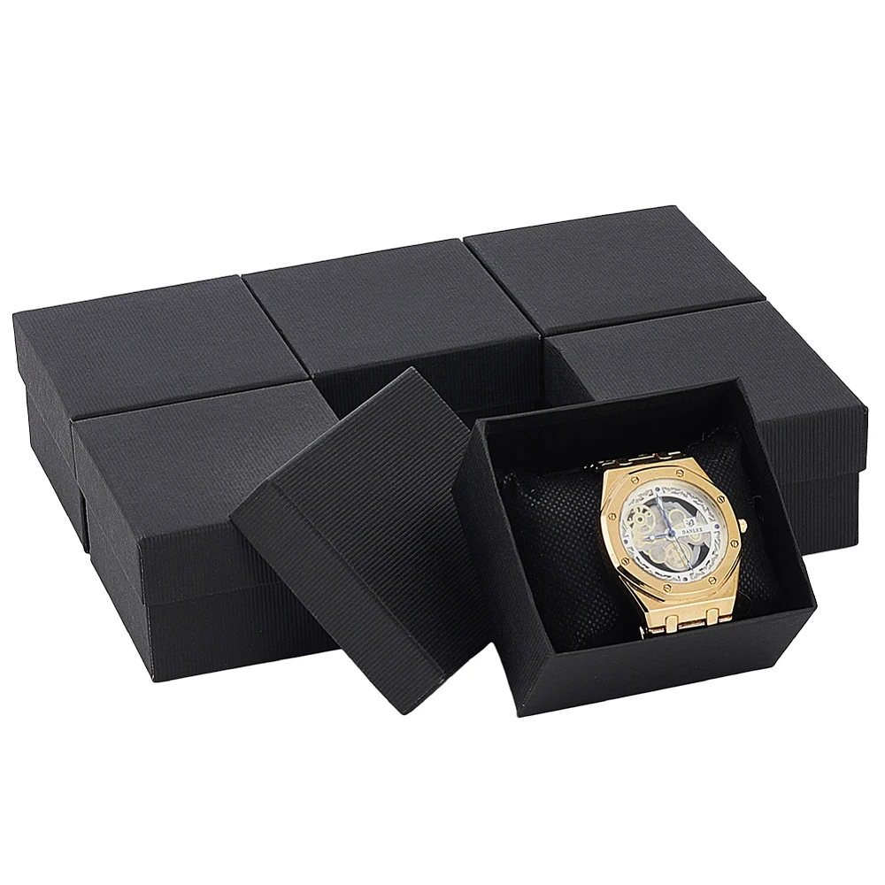 6 Pack Watch Gift Box Bracelet Display Case with Pillow Jewelry Box for Anniversary Birthday Men Women Bangle Watch