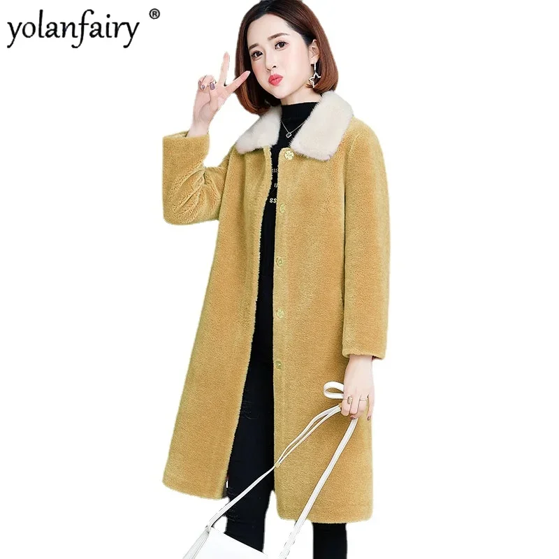 

Real Wool Fur Coat Female Women's Cloth The New 2020 Winter Mink Fur Collar Coat Casaco Feminino Inverno XXQ8858 Lxr70