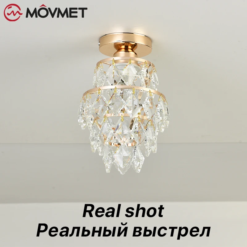 Lampa sufitowa LED Crystal Light korytarz luksusowe szklane werandzie dwupoziomowy salon sypialnia romantyczna E27 Iron Home Deco