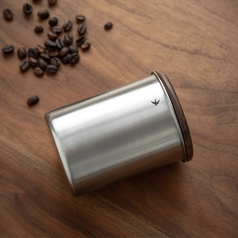 Simple Style Swallow Print Coffee Canister Stainless Steel Beans Grocery Storage Vintage Seal Coffee Powder Storage Jar