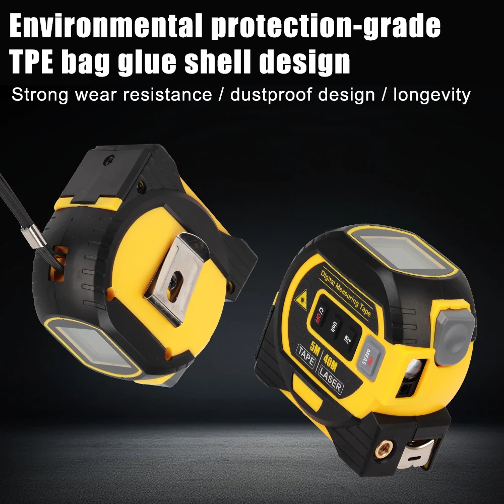 Tape Measure Ruler Distance Meter Building Measurement Device 3 in 1 Laser Rangefinder LCD Display with Backlight 5M