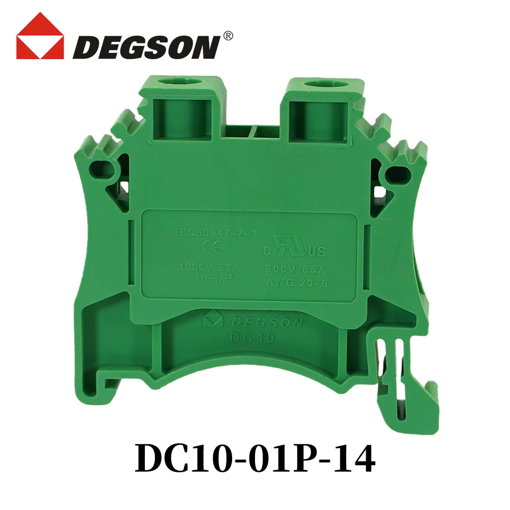 10Pcs DEGSON DC10-01P-14-00ZH Din rail terminal blocks Screw  Terminal Block DC10 01P Lead 7439-92-1 Phoenix  Contact 57A 1000V