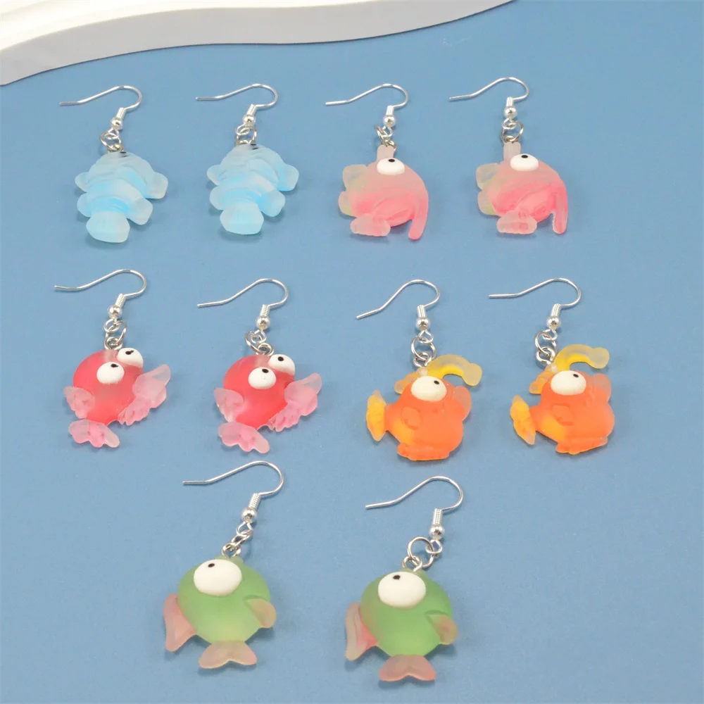 Meerestiere Tropfen Ohrringe Bunte Simulation Cartoon Kleine Fische Goldfisch Harz Baumeln Ohrringe Für Frauen Schmuck Strand
