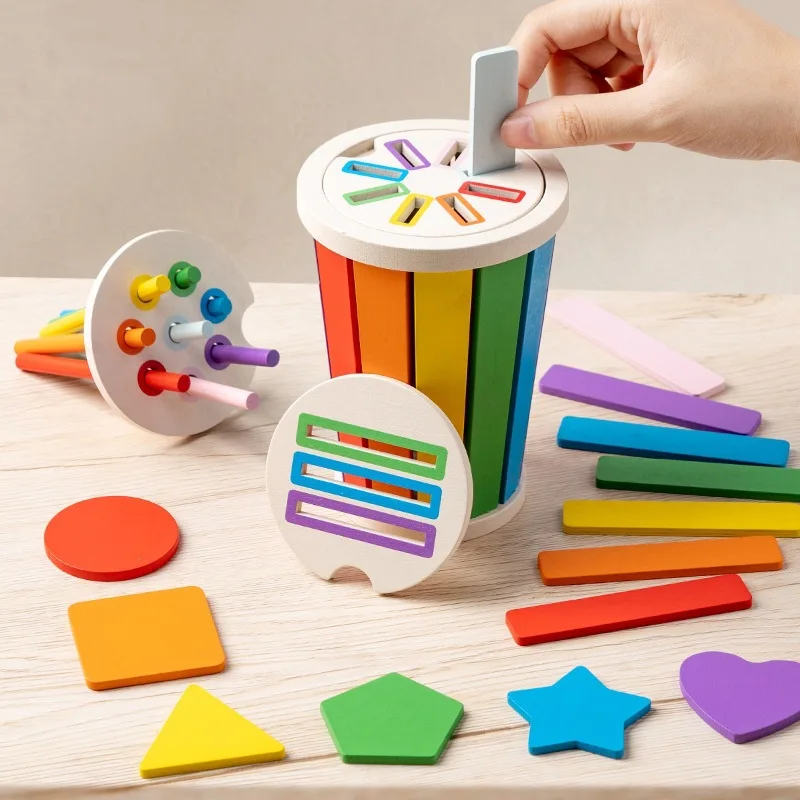 Color classification matching toys, wooden shape recognition toys, children's mathematics learning education toys, sports gifts