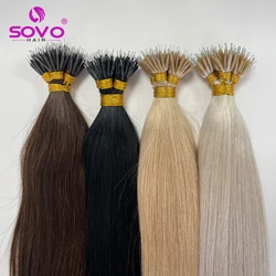 Nano halka insan saçı postiş düz Remy boncuklu postiş halka saç uzatma 1.0g/Strand 20 