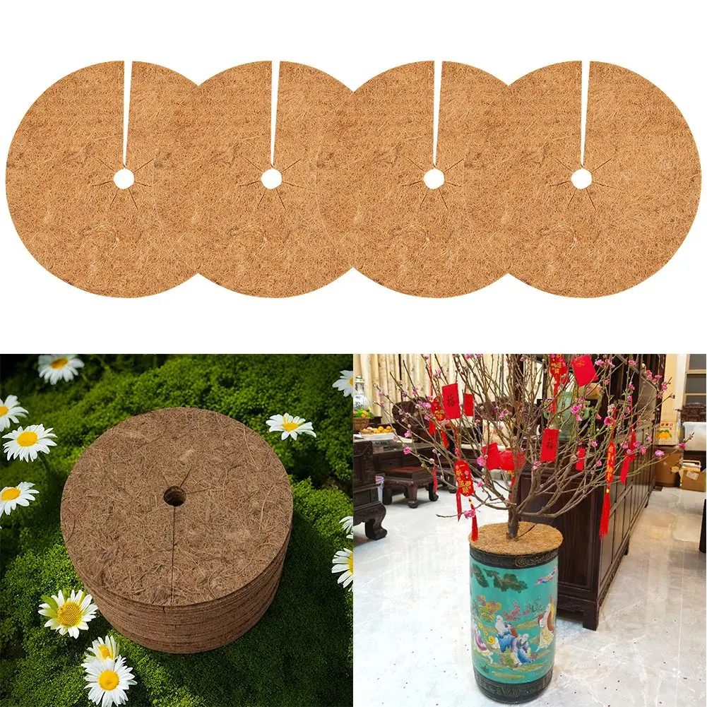 4Pcs Coconut Shell Mulch Mats To Promote Plant Growth Plant Mulch Fiber Mats Coconut Palm Water-retaining Leak-proof Soil Mats