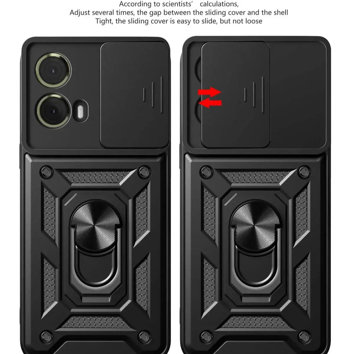 غلاف حماية مدرع مع حلقة مغناطيسية لـ Moto G85 G75 G55 G45 G35 G15 G05 G04 G42 G04S مع حماية الكاميرا