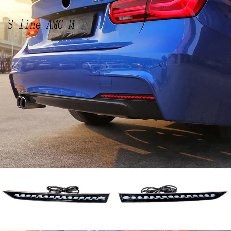 Car Rear Bumper Reflector Light For BMW 3 Series F30 Rear Tail Warning Stop Turn singal Light Fog Lamp Cover Trim Accessories