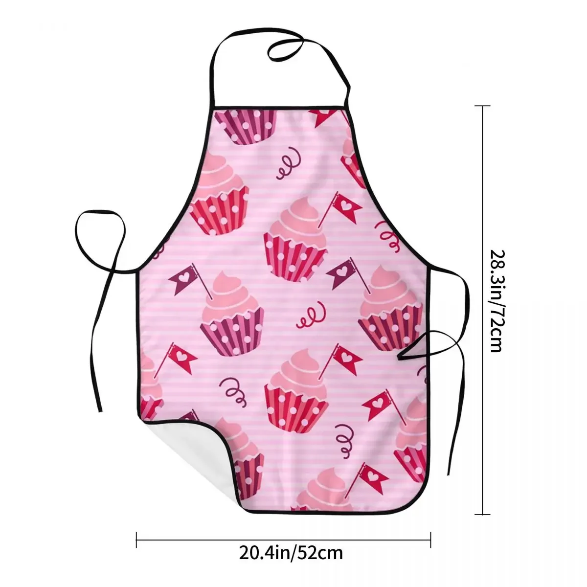 Pink Cupcake Heart Pattern Apron Women Men Unisex Bib Fairy Cake Cooking Kitchen Tablier Cuisine Chef Painting