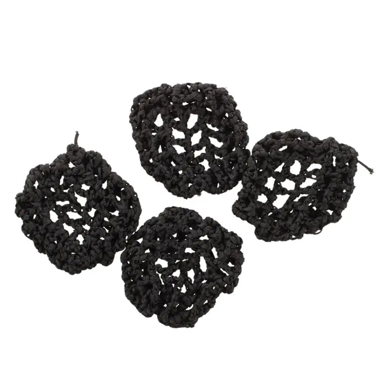 Tampas De Cabelo De Nylon Elástico, Hotel Garçonete Net, Ballet Bun, Snood Preto, Ornamento De Cabelo, 4 Pcs