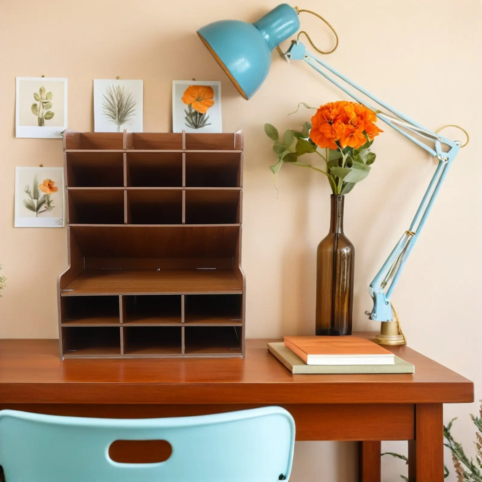 

Деревянный органайзер для ручек на стол, из массива дерева, с отделениями, настольный ящик для хранения, многофункциональный держатель для карандашей, эстетичный дизайн