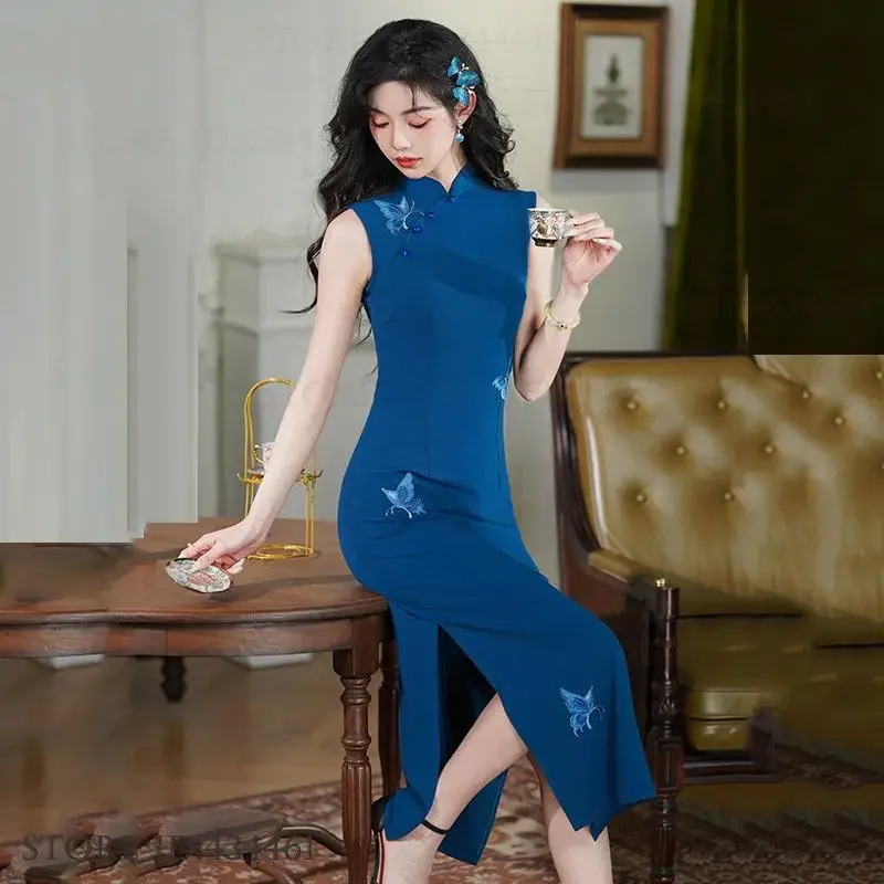 

Large Size 3XL Female Long Cheongsam Classic Elegant Traditional Chinese Dress Vintgae Mandarin Collar Qipao Women's Vestidos