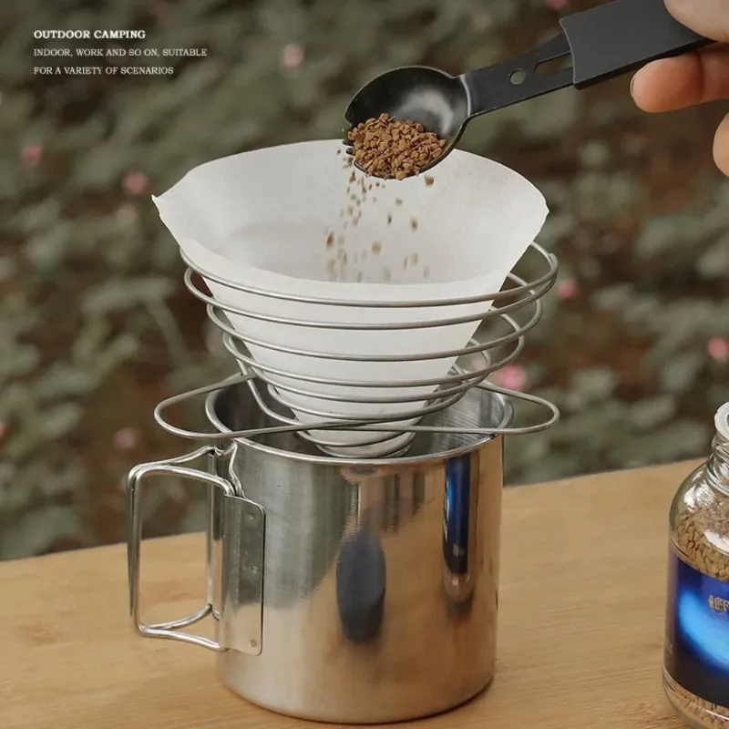 

1PC foldable coffee drip cup holder concentrated coffee filter screen drip coffee machine refillable spring type brewing machine