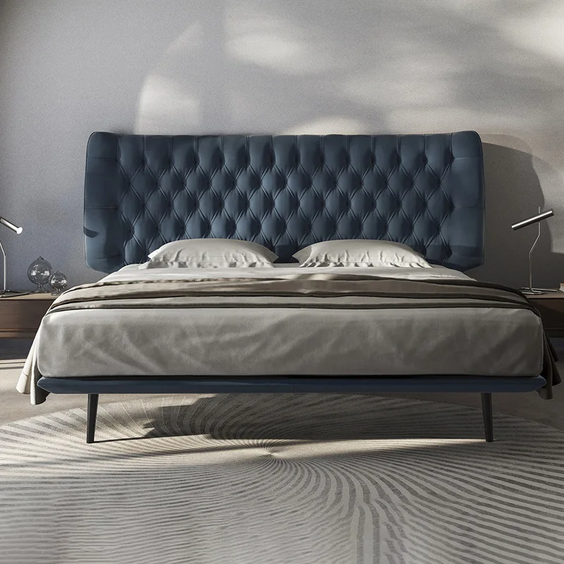 Haute couture series/Italian leather bed 1.8 meters double minimalist villa large flat bed
