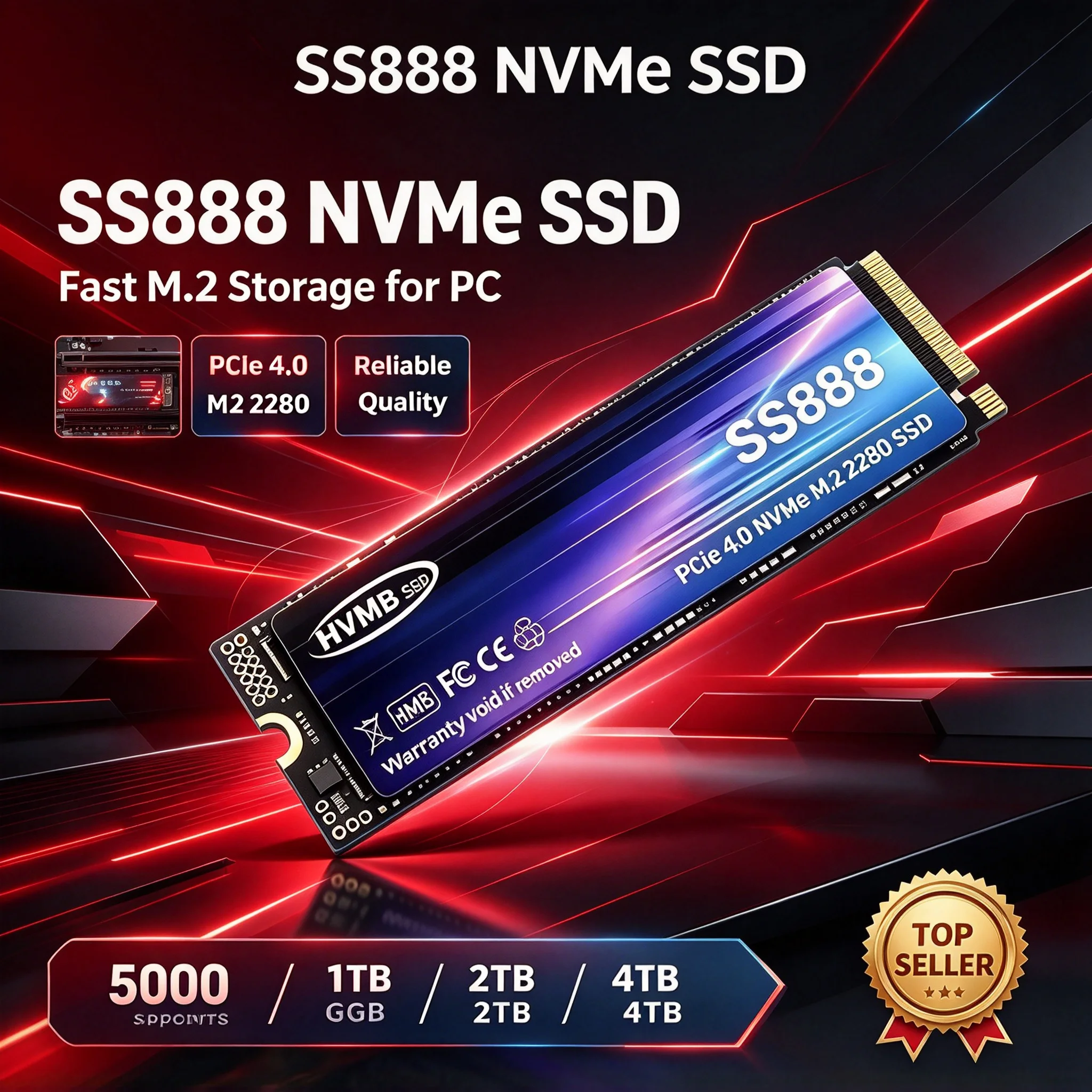 Notebook Gaming Office PC, SS888 M.2 NVMe Embedded Solid State Drive, 1TB/500GB/2TB/4TB, Stable Performance, Game Work PC Notebo