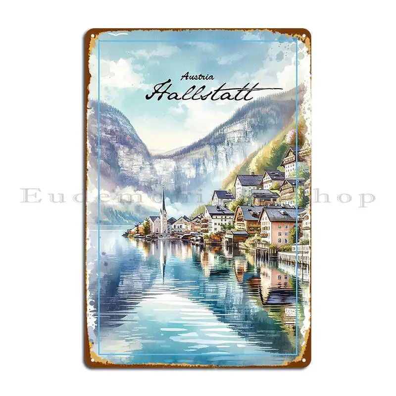 Hallstatt Austria Metal Plaque Poster Mural Wall Cave Garage Personalized Wall Decor Tin Sign Poster