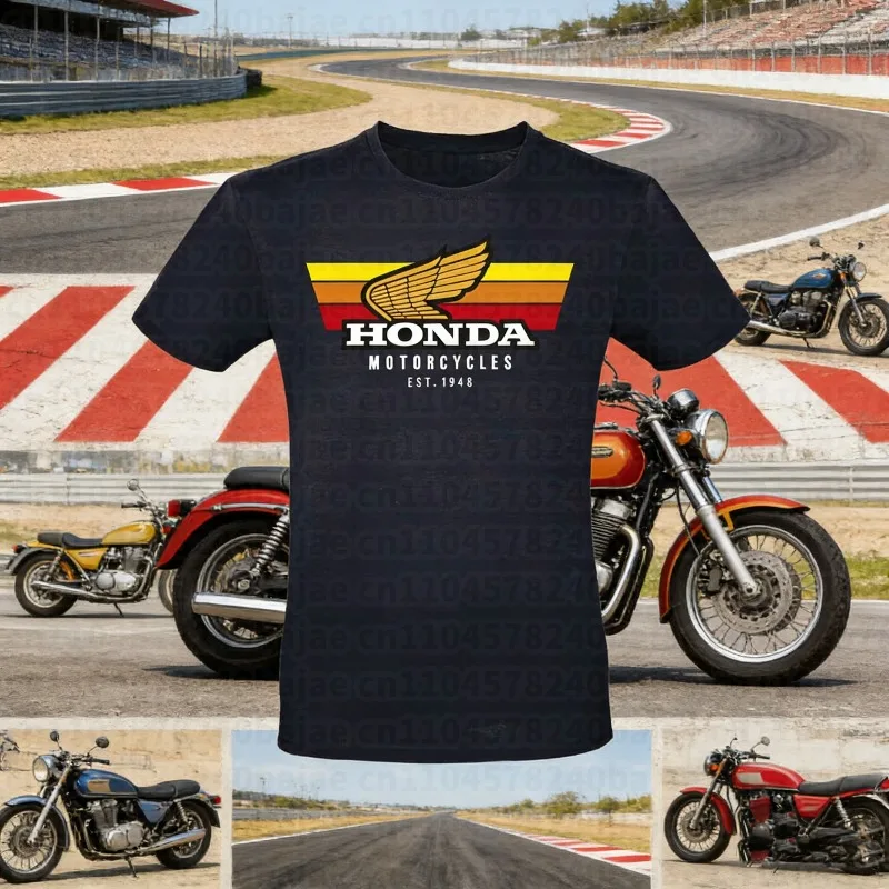 

Honda 2025 New Motorcyclist Vintage Style Pattern Scooter T-Shirt Men's and Women's Casual Comfort Motorcycle Short Sleeve Top