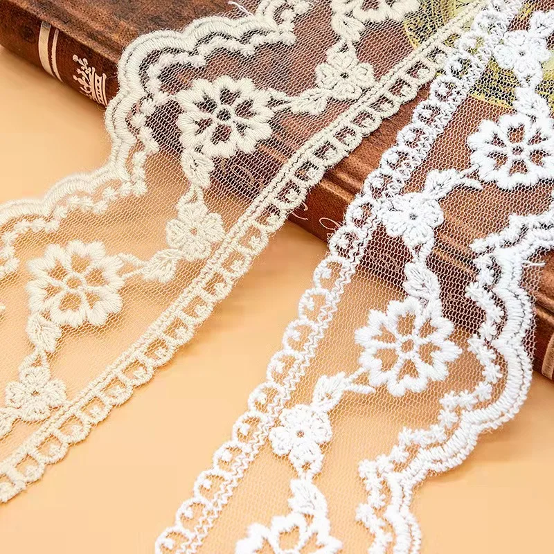 Cotton Thread Mesh Lace Fabric Trimming DIY Clothing Garment Sleeve Collar Edge Material Wedding Decoration Sewing Accessories