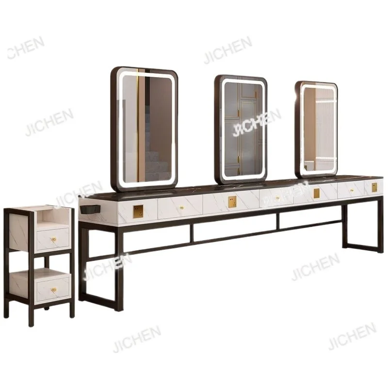 

Imitation stone hairdressing shop mirror table double-sided hair salon hair cutting mirror simple light hair perm and dyeing tab