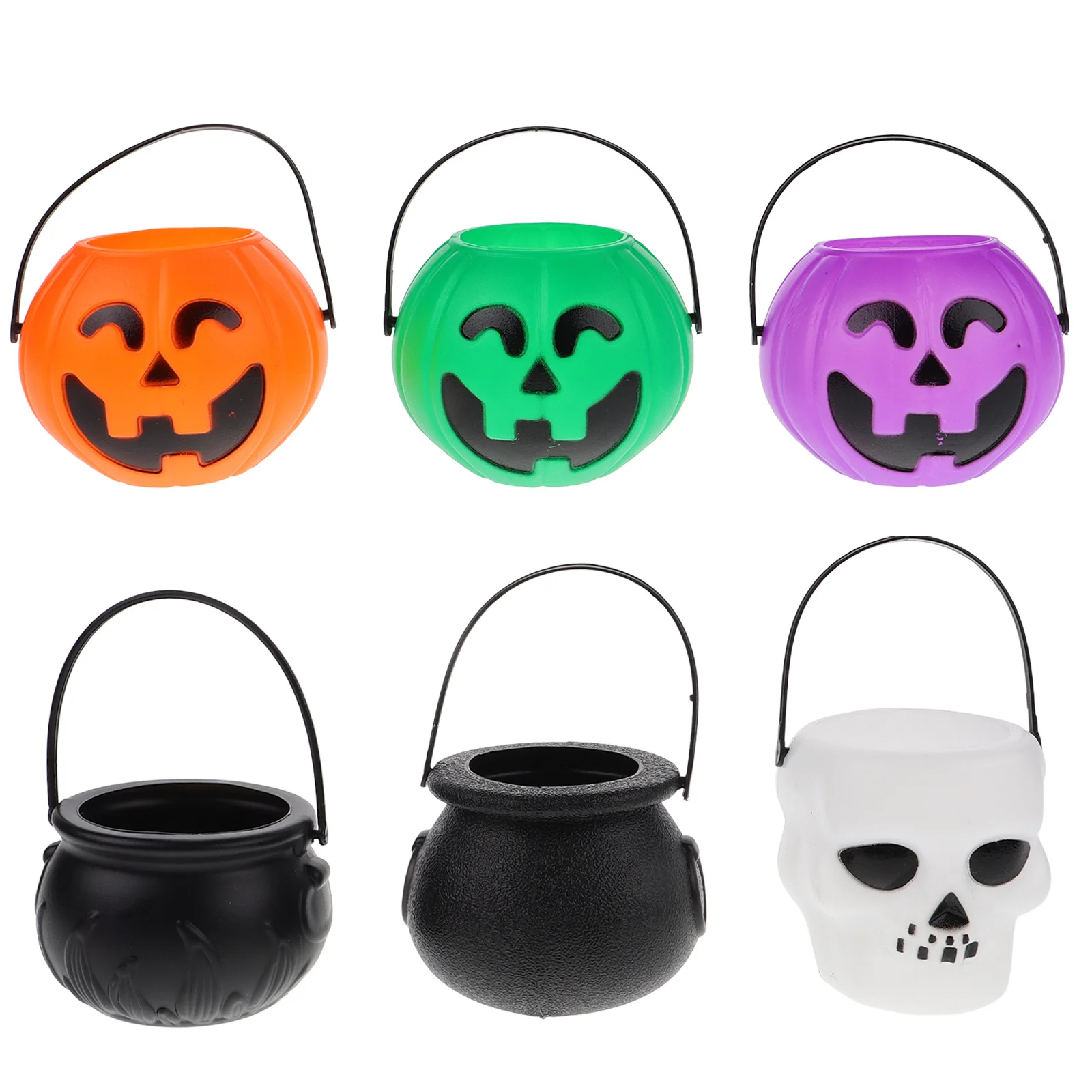 

6Pcs Plastic Halloween Candy Bucket Lightweight Mini Storage Container Portable Treat Buckets Halloween Bucket