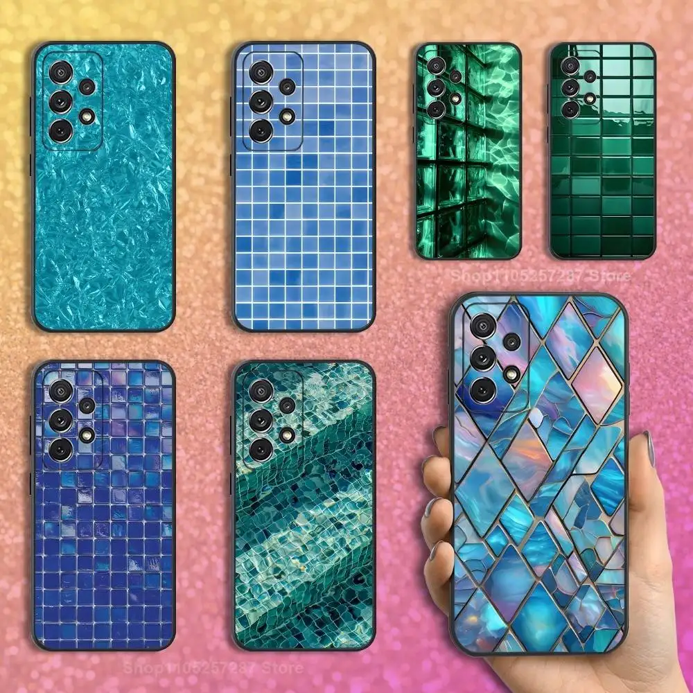 

Swimming Pool Tile Pattern Phone For Samsung S22,Ultra,S25,S24,S23,FE,Plus,S21,S20,Lite,S10,S9,Soft Silicone Black