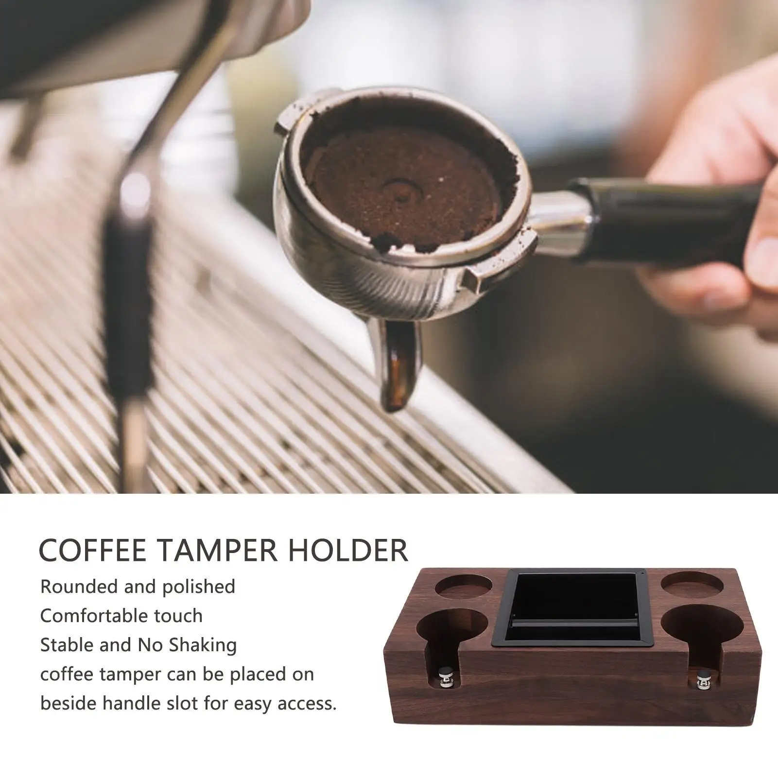 Wooden for coffee Protafilter & Tamper Stand - Perfect for coffee Shops & Home Baristas